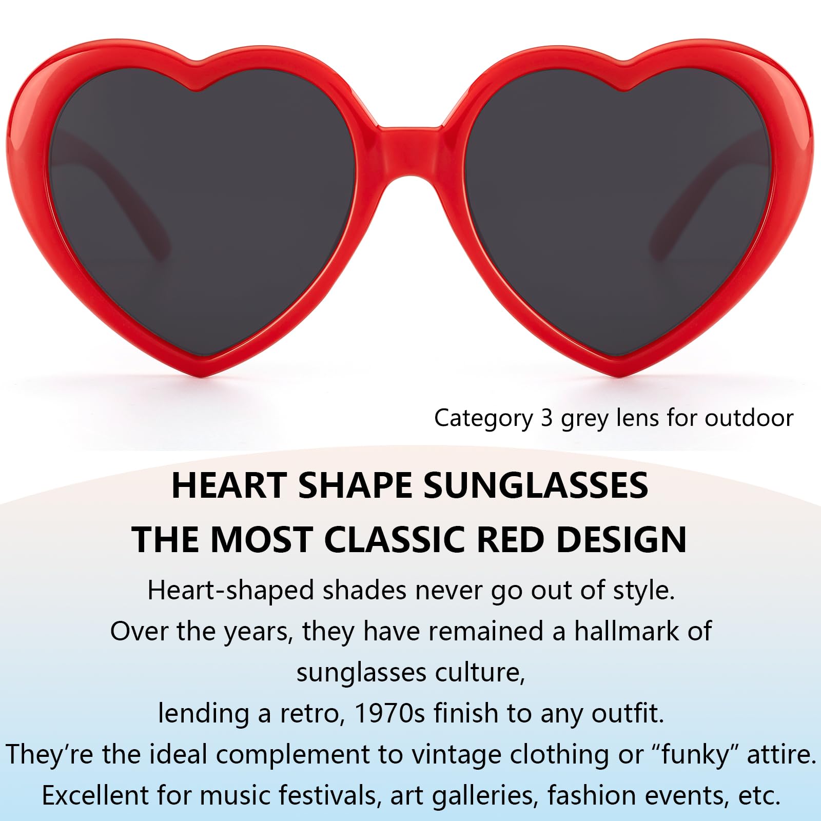 Heart-Shaped Sunglasses for Women & Men - Oversized Retro Love Sunglasses, Trendy Fashion UV Protection - Perfect for Beach, Dating, and Summer Outfits