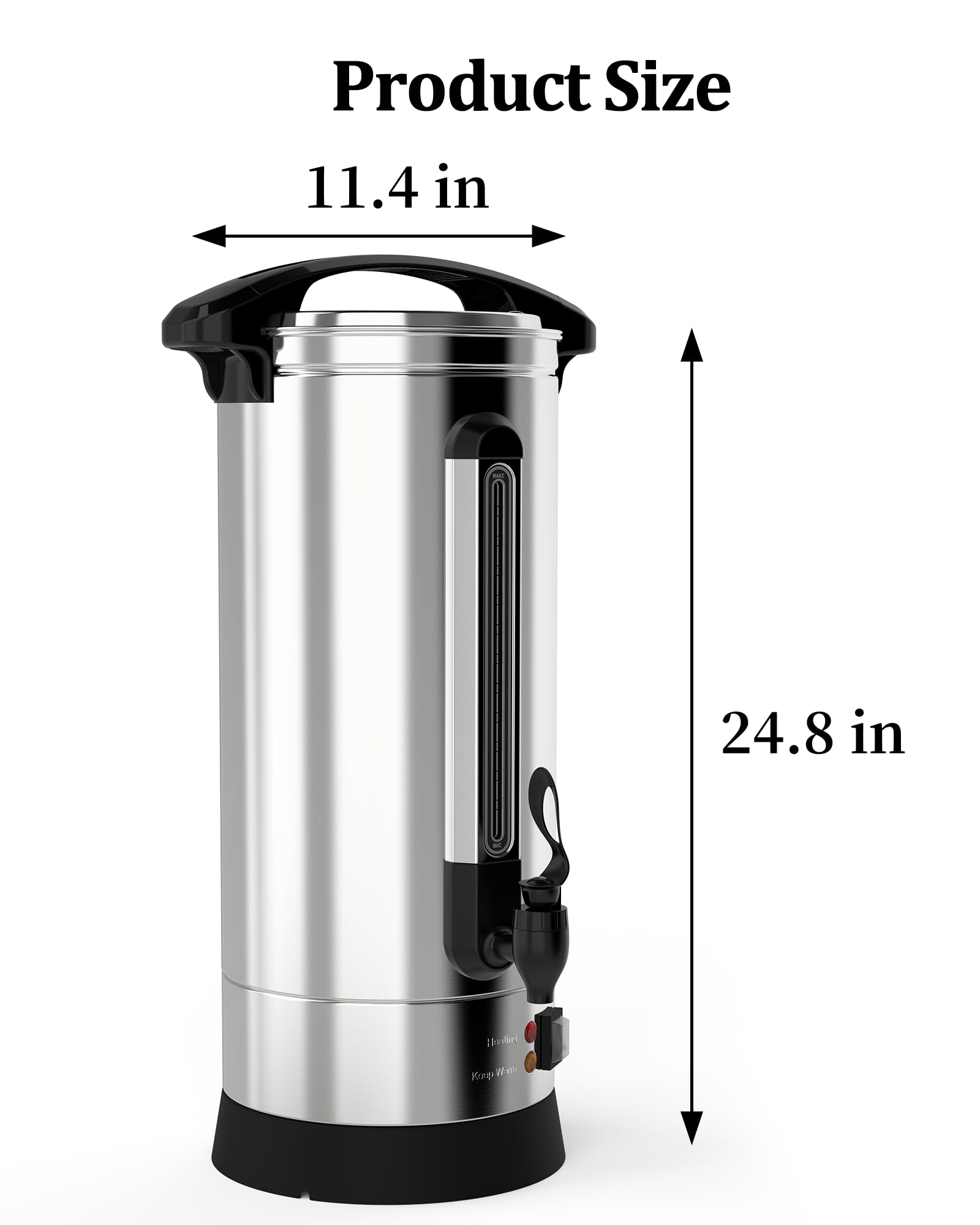 65 Cups 10L Commercial Coffee Urn - Stainless Steel Fast Brew Electric Hot Water Dispenser for Catering, Meetings & Parties - Perfect for Large Events, Offices & Restaurants (Silver)