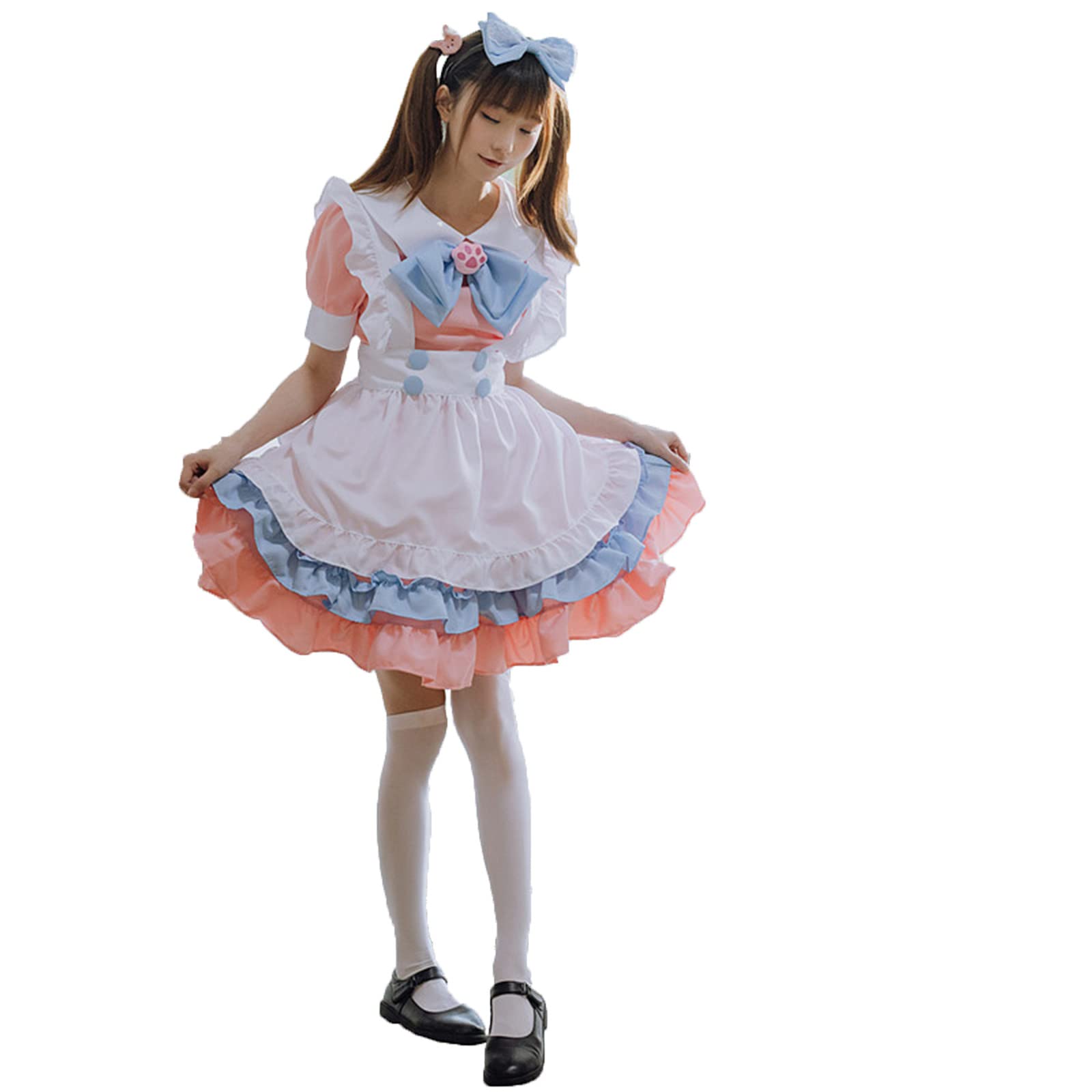 Sexy Halloween Costume for Women 2023 - Plus Size Black & White Maid Dress Lolita Cosplay Outfit for Anime Role Play & Halloween Parties