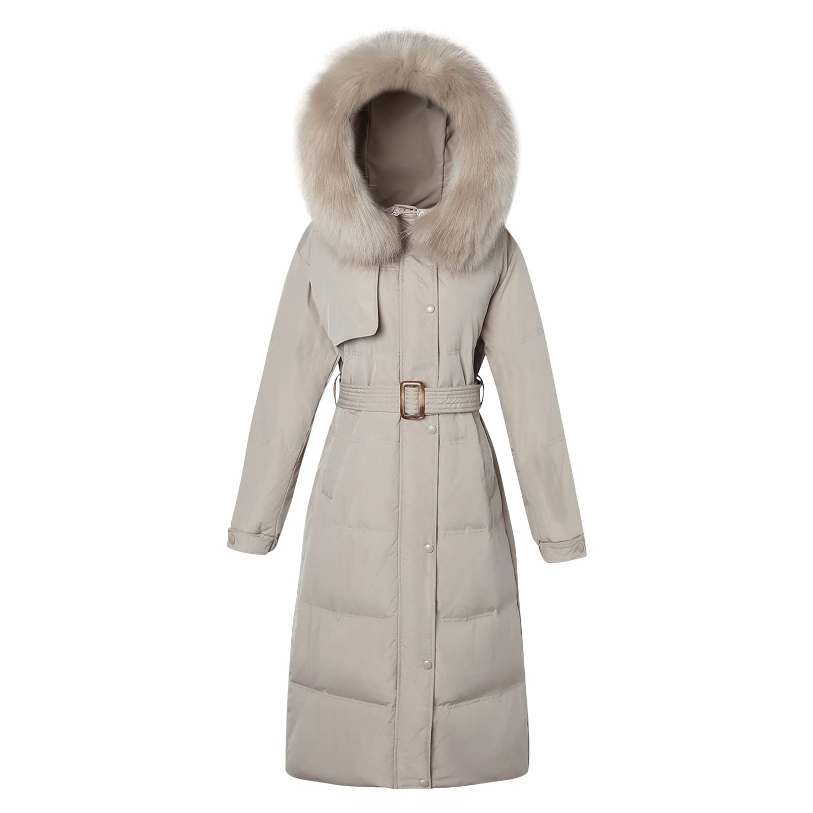 Women's Mid-Length Cotton-Padded Detachable Jacket with Waist Tie - Warm Winter Sweater for Casual Outfits & Office Wear