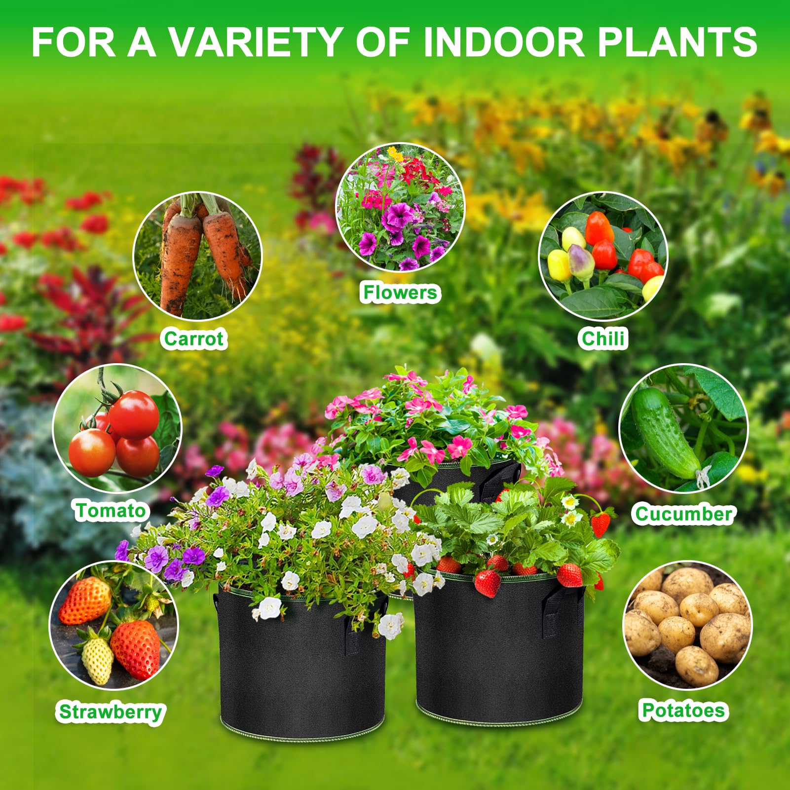 **5 Gallon Thickened Fabric Grow Bags - 12 Pack Large Plant Pots for Vegetables, Herbs & Flowers - Durable Aeration Containers for Gardening, Balcony & Indoor Planting**