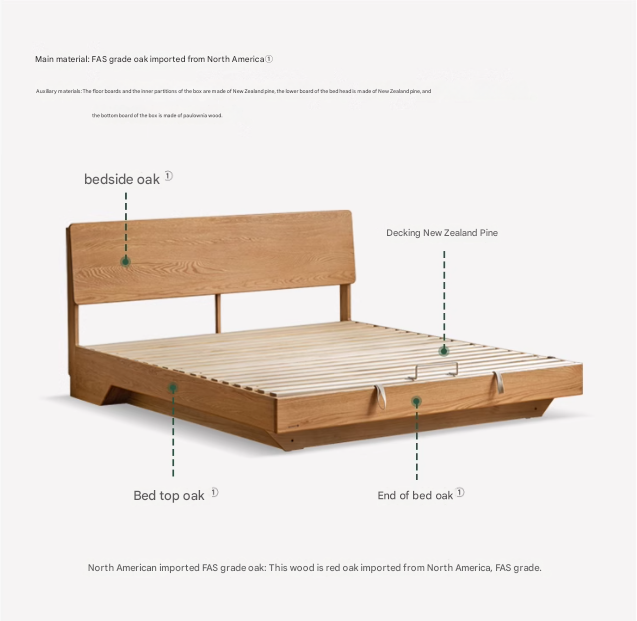 Solid Oak & Black Walnut Wood Floating Platform Bed with LED Lighting - Modern Bedroom Furniture for Contemporary Home Decor