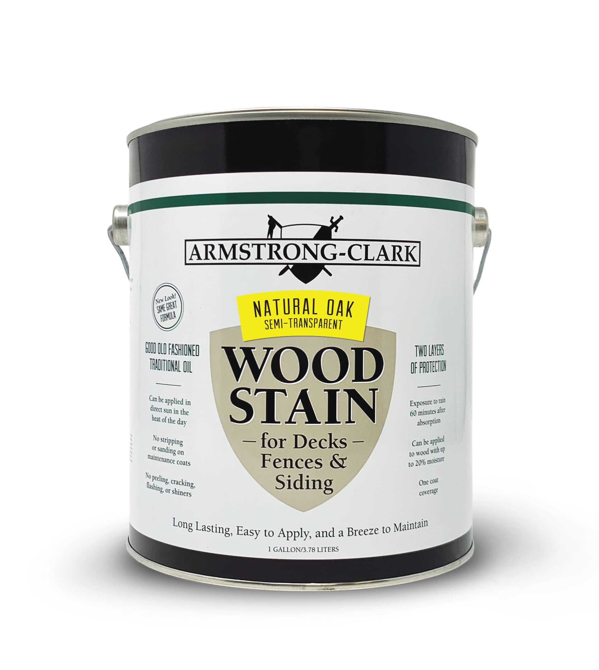 Armstrong Clark Premium Wood Stain for Decks & Outdoor Furniture - 1 Gallon, Natural Oak Semi-Transparent - Weatherproof Protection for Patios, Fences & Garden Structures