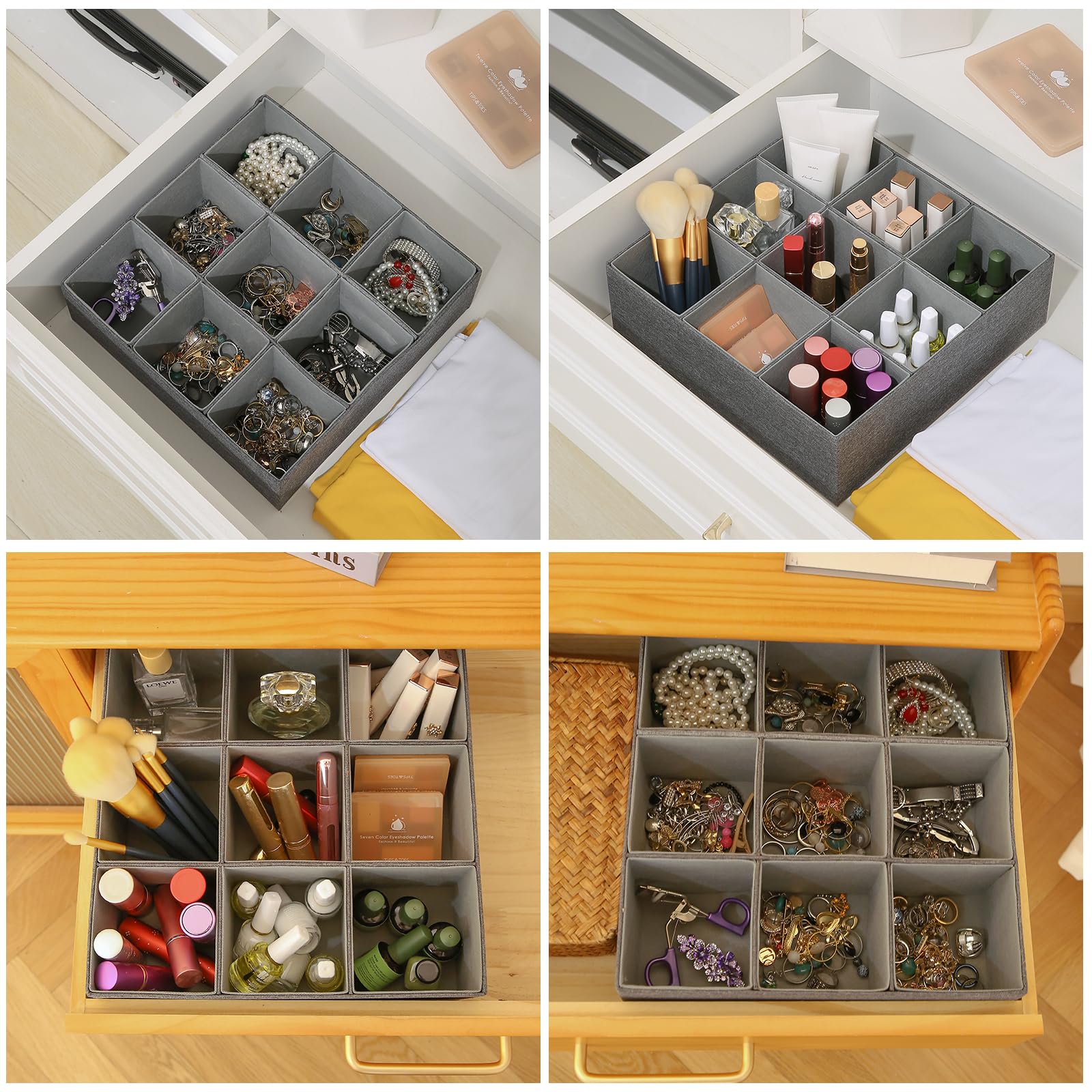 Qozary 9-Section Belt & Tie Organizer - Stylish Dresser & Closet Storage Tray for Men's Accessories | Perfect for Home, Office & Travel Organization
