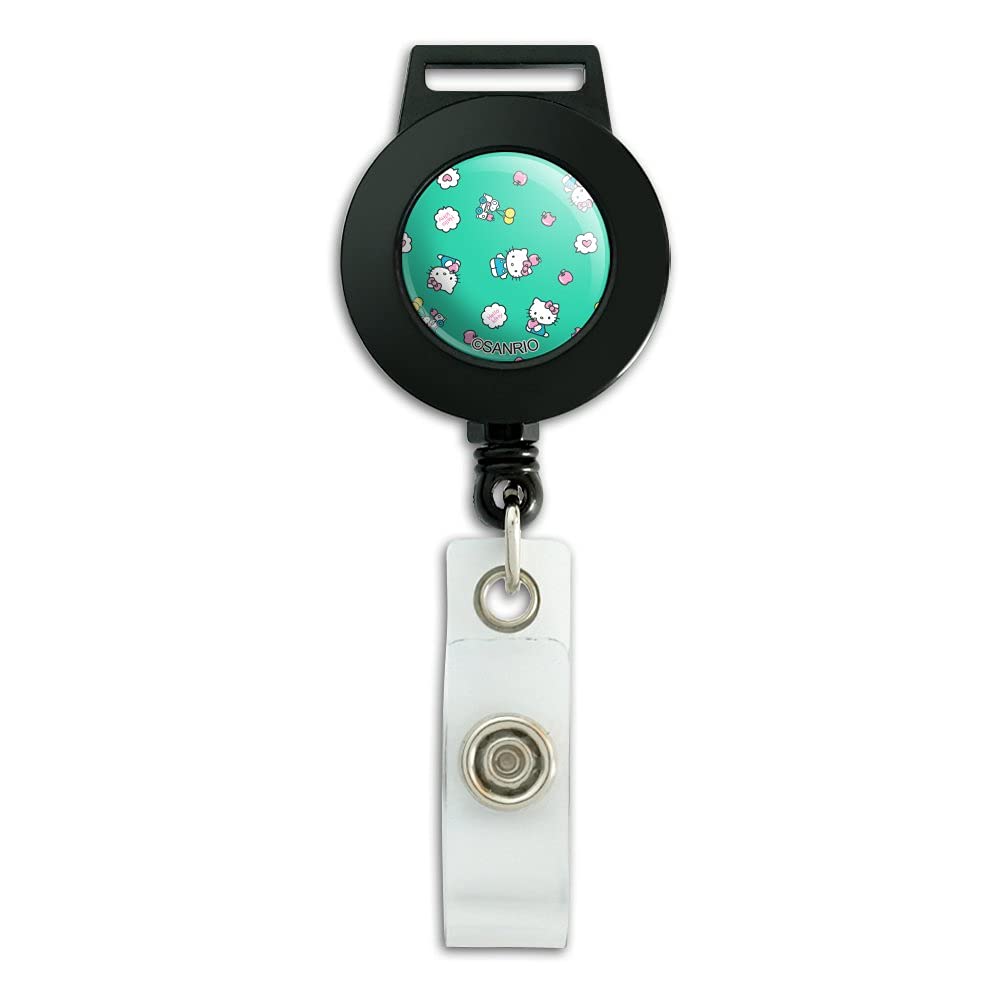 Hello Kitty Pastel Teal Retractable Lanyard with ID Badge Holder - Cute Kawaii Keychain for Work, School, Events & Conventions