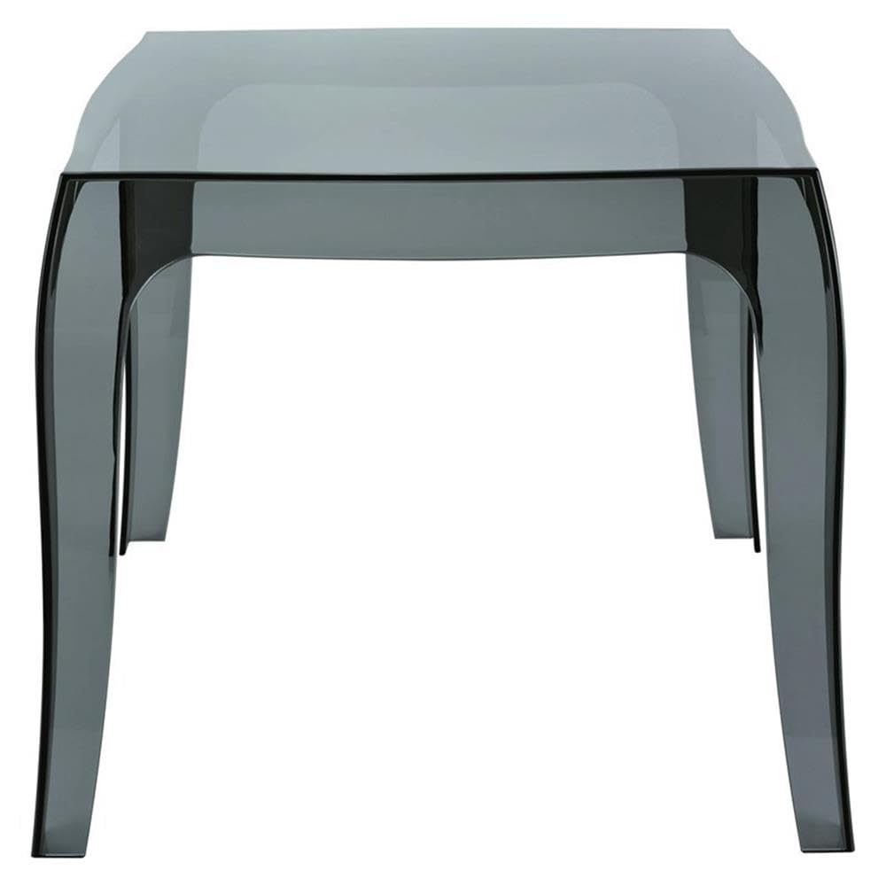 Commercial Grade Compamia Queen Polycarbonate Patio Side Table - Durable Transparent Black Outdoor Furniture for Poolside, Garden, Deck & Patio Use