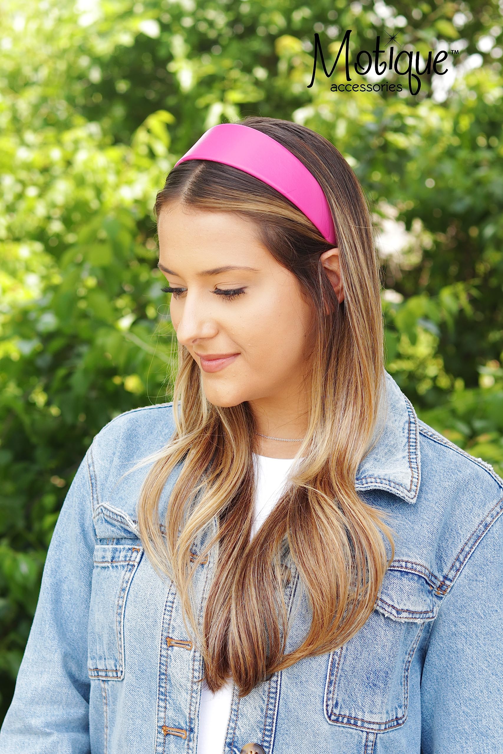2 Inch Wide Leather Headband for Women & Girls - Hot Pink | Fashion Accessory