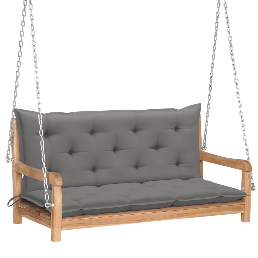 Outdoor Teak Wood Conversation Bench with Gray Cushion - 47.2