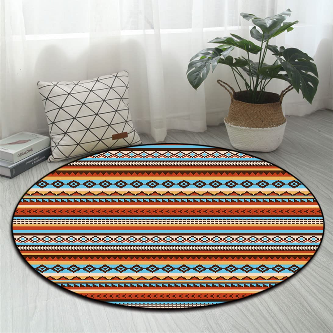 Vintage Style Printed Circular Rug - 63