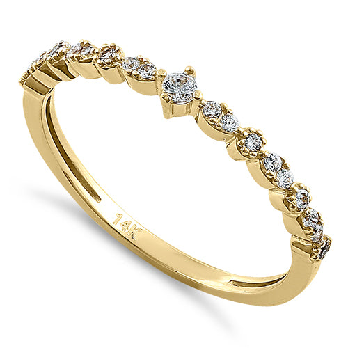 14K Solid Yellow Gold Round CZ Ring - Elegant & Durable Cubic Zirconia Jewelry for Women, Perfect for Engagement, Wedding, Anniversary & Everyday Wear