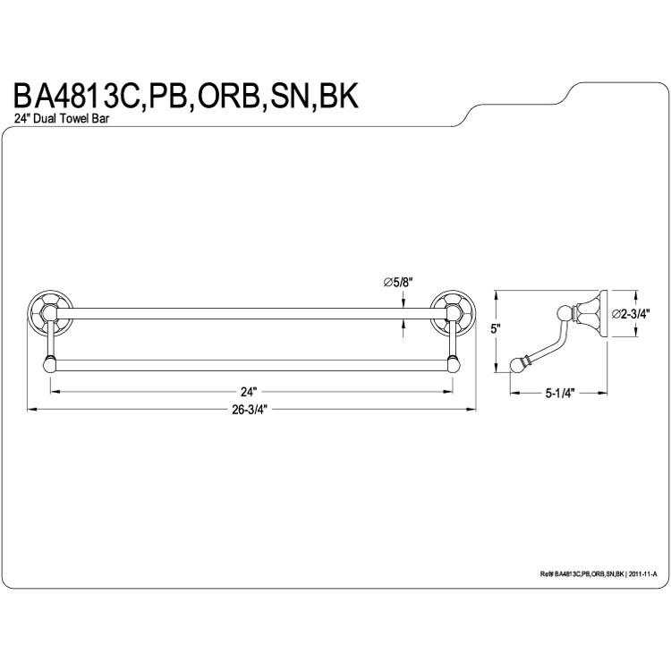 Oil Rubbed Bronze 24-Inch Double Towel Bar Rack BA4813ORB - Bathroom Accessories for Modern & Traditional Home Decor