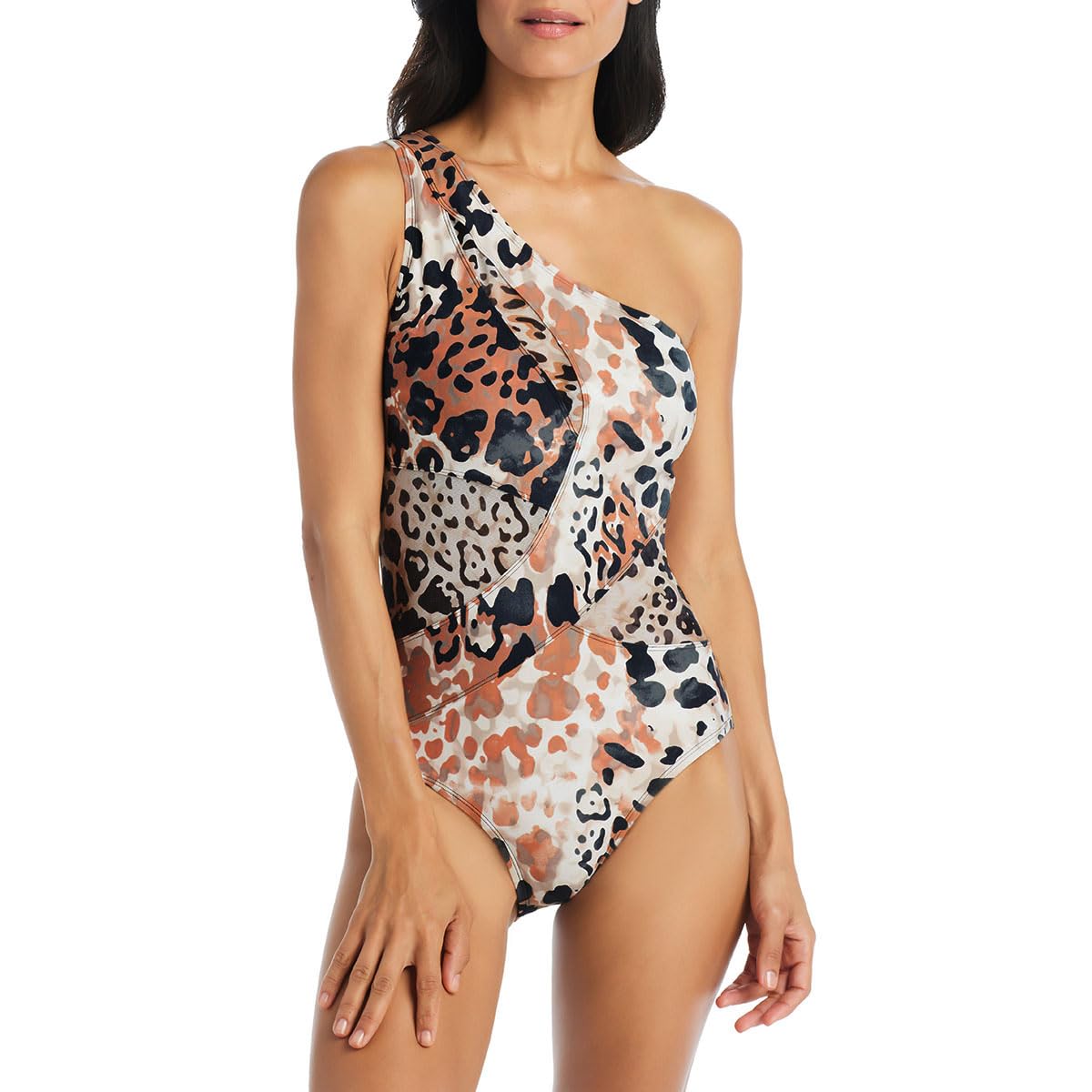 Beyond Control One-Shoulder Tummy Control Swimsuit for Women - Animal Print One Piece Bathing Suit | Beach Vacation, Pool Party & Summer Getaways