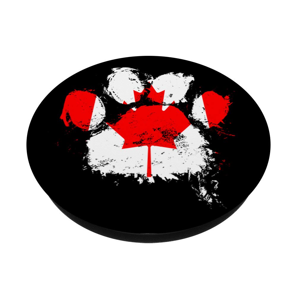 Canadian Flag Dog Paw Print PopSockets - Phone Grip & Stand for iPhone, Samsung, Tablets - Perfect for Patriotic Pet Lovers & Outdoor Adventures