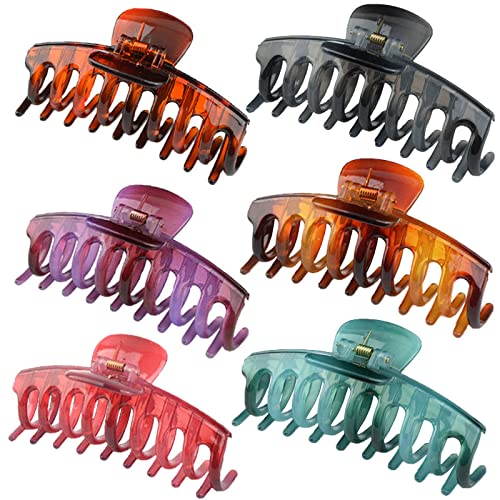 Jumwrit Large Banana Jaw Hair Clips - Non-Slip Hair Claw Clamps for Women & Girls (6PCS Colorful Hair Accessories) - Perfect for Ponytails, Buns & Everyday Hairstyles