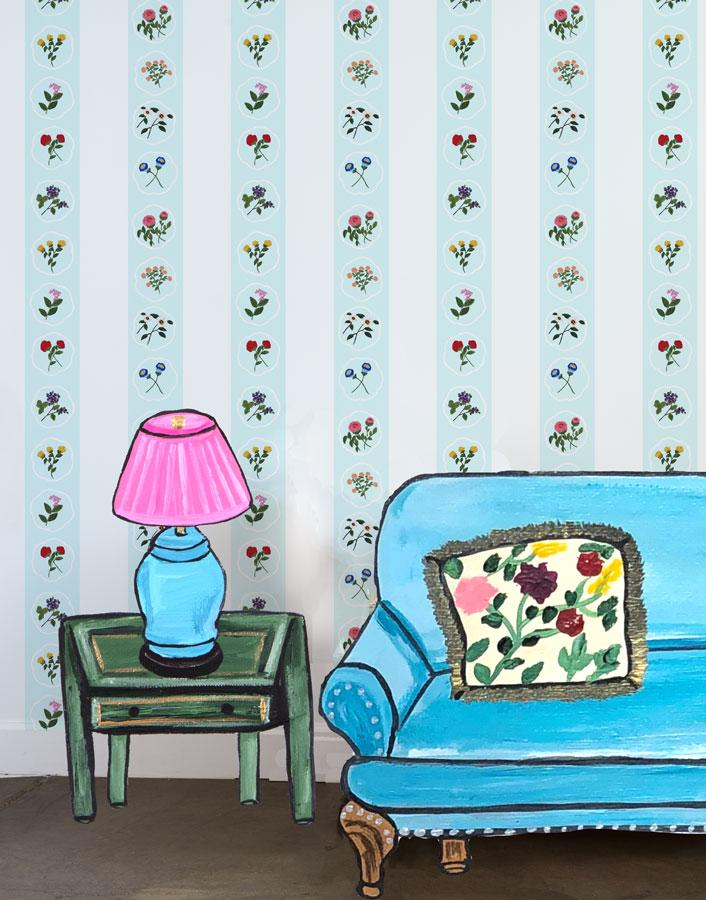 Montaigne Stripe Blue Tint Wallpaper by Carly Beck - Premium Peel & Stick Wallpaper for Bedroom, Living Room & Nursery Decor
