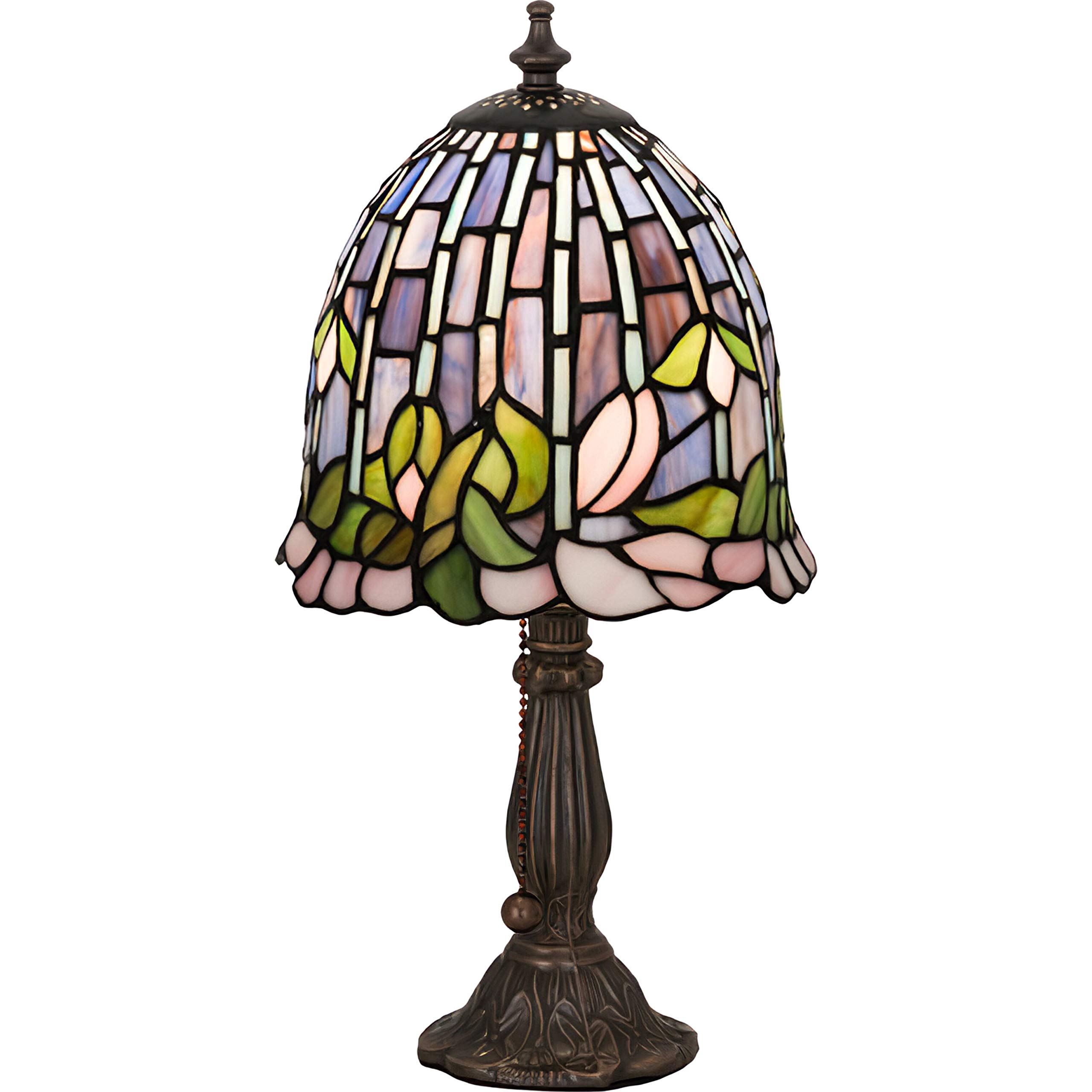 Meyda Tiffany 26647 Flowering Lotus Stained Glass Accent Lamp - 16 Inch Height Home Decor for Living Room, Bedroom, or Office Lighting