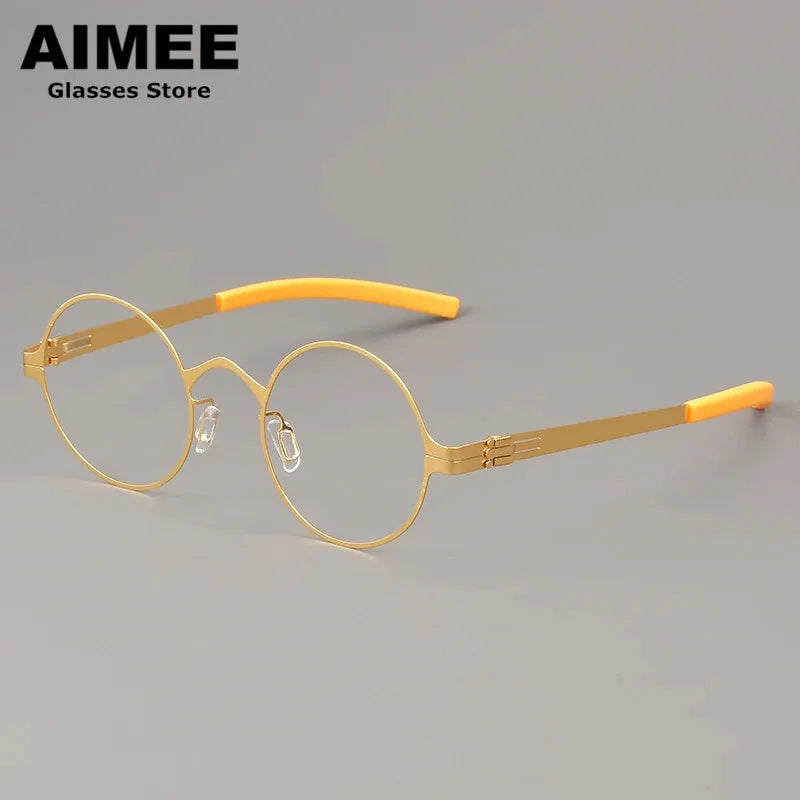Aimee Women's Full Rim Round Screwless Steel Eyeglasses Frame 1176 - Lightweight Comfortable Eyewear for Reading, Work & Fashion Accessories
