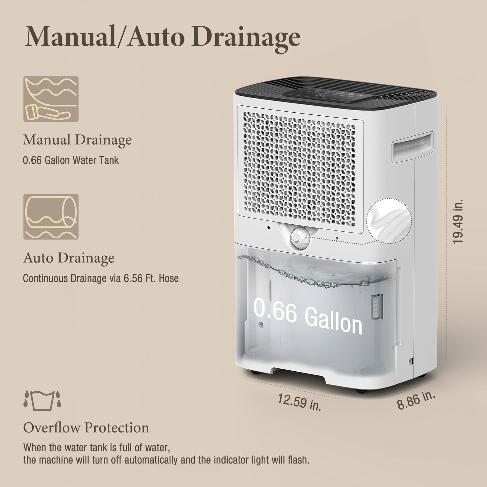4500 Sq. Ft Energy Efficient Dehumidifier with Drain Hose - Digital Control Panel, 24 Hour Timer & Humidity Display - Perfect for Large Bedrooms, Basements, Bathrooms & Laundry Rooms - Eliminates Moisture, Mold & Musty Odors for Healthier Home Air Quality