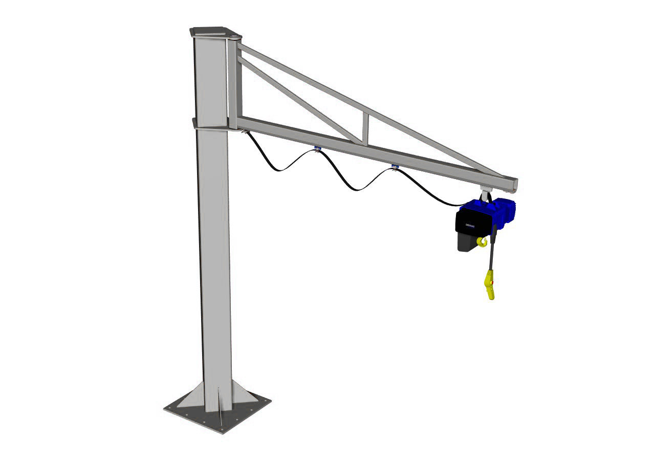 80kg Hot Dip Galvanized Free Standing Jib Crane - Heavy Duty Over Braced Design for Workshop, Garage & Industrial Lifting Operations