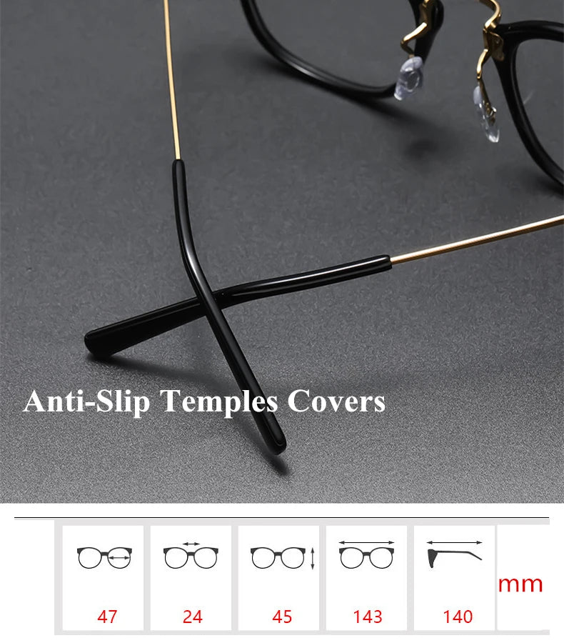 Stylish Black Unisex Titanium Acetate Square Eyeglasses G806 - Perfect for Work, Reading & Fashion Accessories