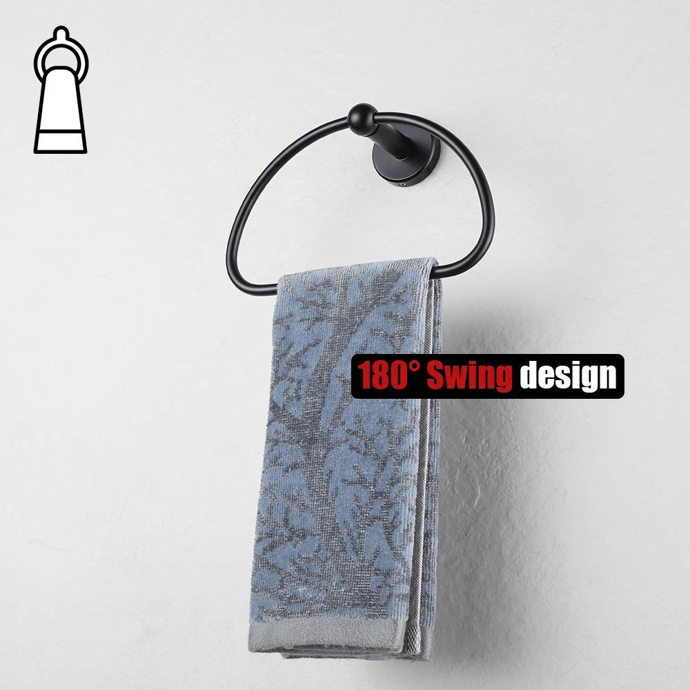 Matte Black Towel Ring Holder - 7