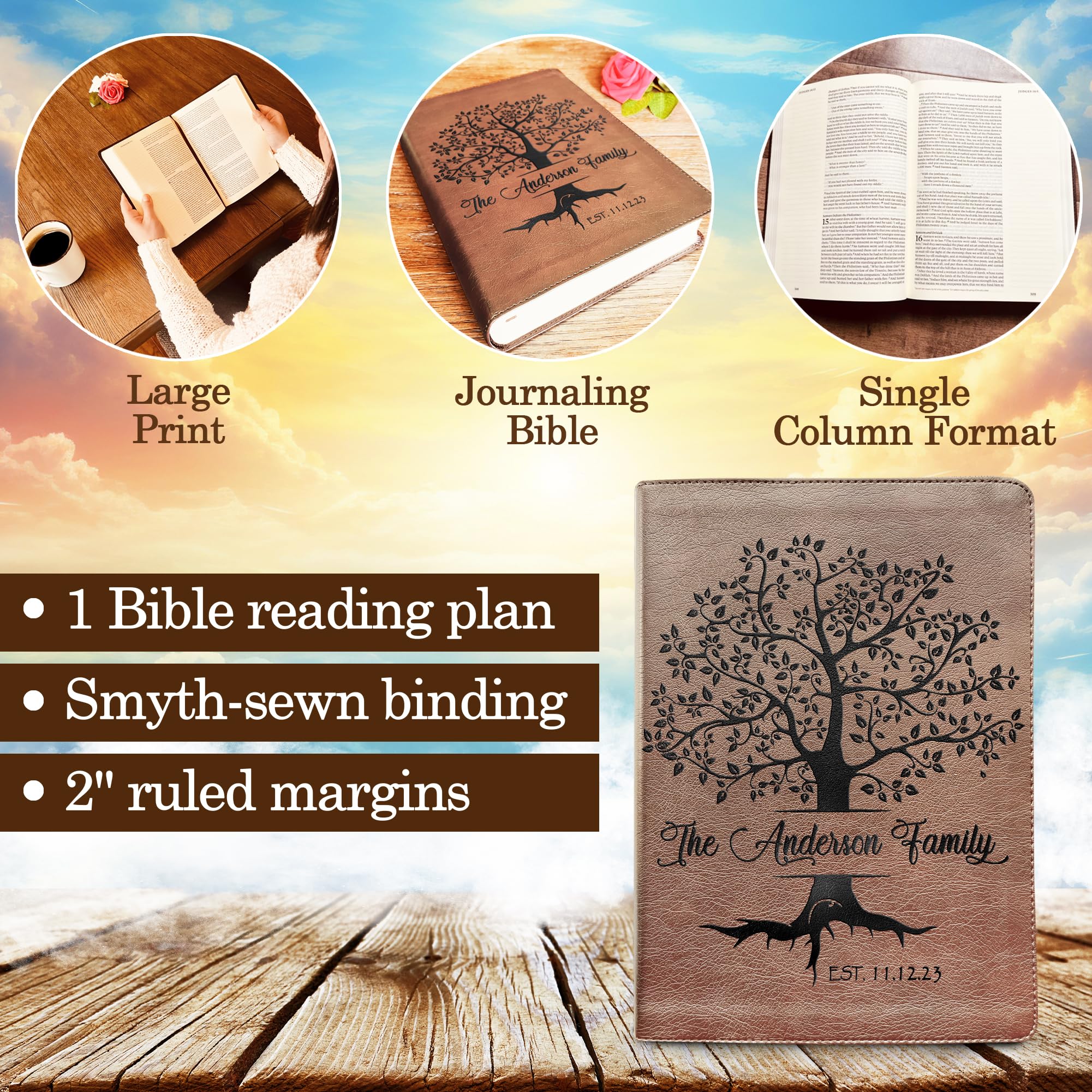 Personalized Engraved ESV Family Bible - Custom Single Column Journaling Bible for Wedding, Anniversary & Christian Gifts | Perfect for Family Devotions, Bible Study & Special Occasions