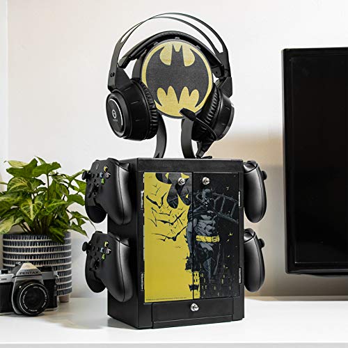 Numskull Official Batman Gaming Storage Stand – Holds 10 Games/DVDs, 4 Controllers & Headset – Durable Compact Organizer – Licensed DC Comics Merchandise – Perfect for Gamers & Collectors
