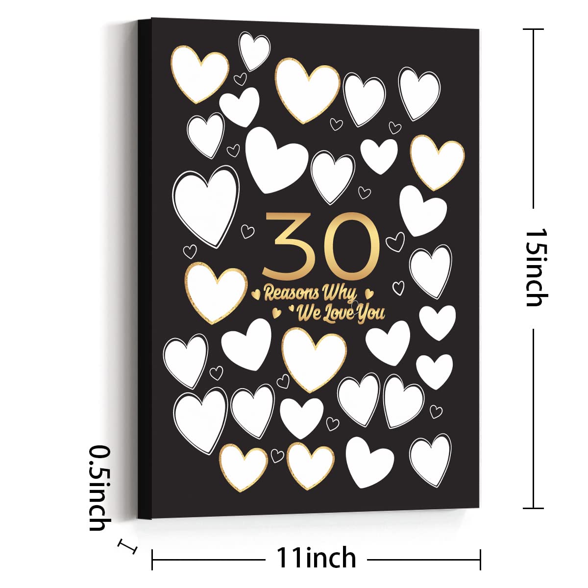 30 Reasons Why We Love You - 11x15 Inch Canvas Wall Art for 30th Birthday & Anniversary Decor - Perfect Gift for Women & Men - Ideal for Party Favors, Home & Office Decorations