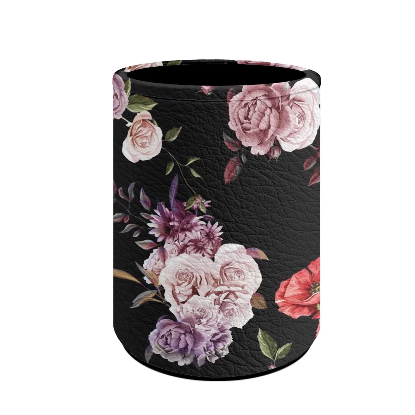 Advocator PU Leather Pencil Pen Holder with Floral Pattern - Women's Makeup Brush Organizer, Office Desk Accessories Storage Case for Home & Office Organization - Perfect for Makeup Vanity, Workstation, and Study Desk