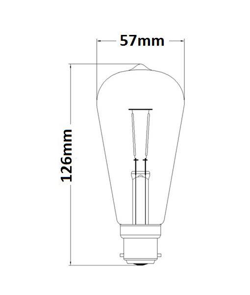 4W BC ST57 LED Carbon Look Amber Bulb 2200K 380 Lumens - Warm White Vintage Edison Light Bulb for Home Decor, Cafe Lighting, Restaurant Ambience, and Retro Style Fixtures