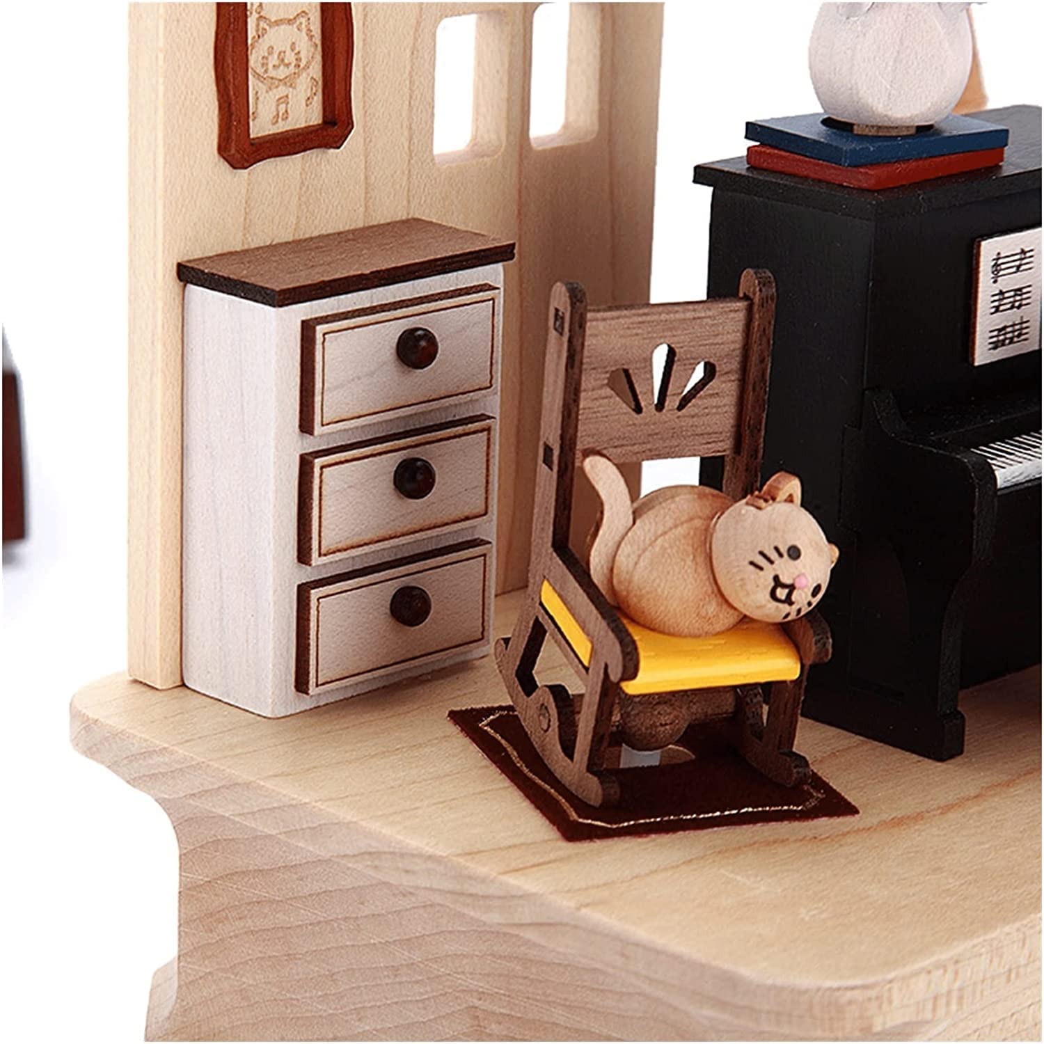 Cat Music Box - Handcrafted Piano Music Box Gift for Girls, Boys & Kids | Perfect Birthday Present with 4 Cats Conducting | Ideal for Bedroom Decor, Nursery, and Special Occasions