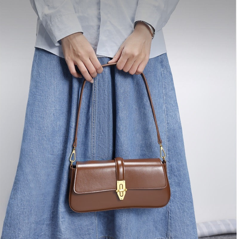 Genuine Leather Crossbody Shoulder Bag for Women - Stylish Underarm Tote & Baguette Purse - Perfect for Work, Travel & Everyday Use