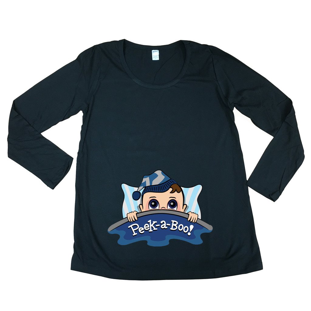 Long Sleeve Baby Boy T-Shirt - Cute Future Mom & Mommy Maternity Tee - Perfect for Pregnancy Announcements, Baby Showers & Family Photos