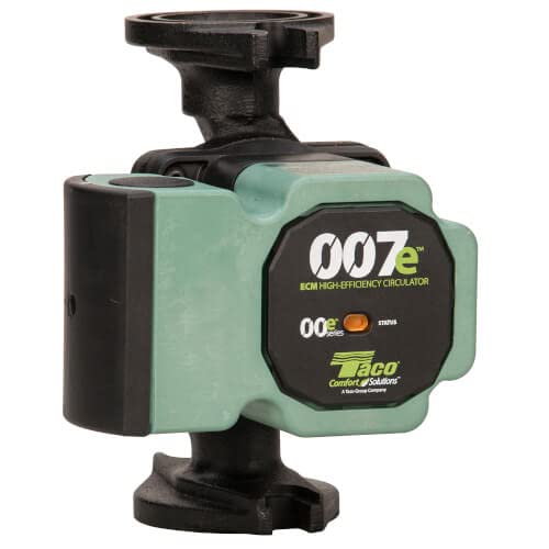 High-Efficiency Taco 007e ECM Cast Iron Circulator Pump with IFC, Universal Flange (120V, 60Hz, Single Phase) - Perfect for Hydronic Heating Systems and Hot Water Recirculation