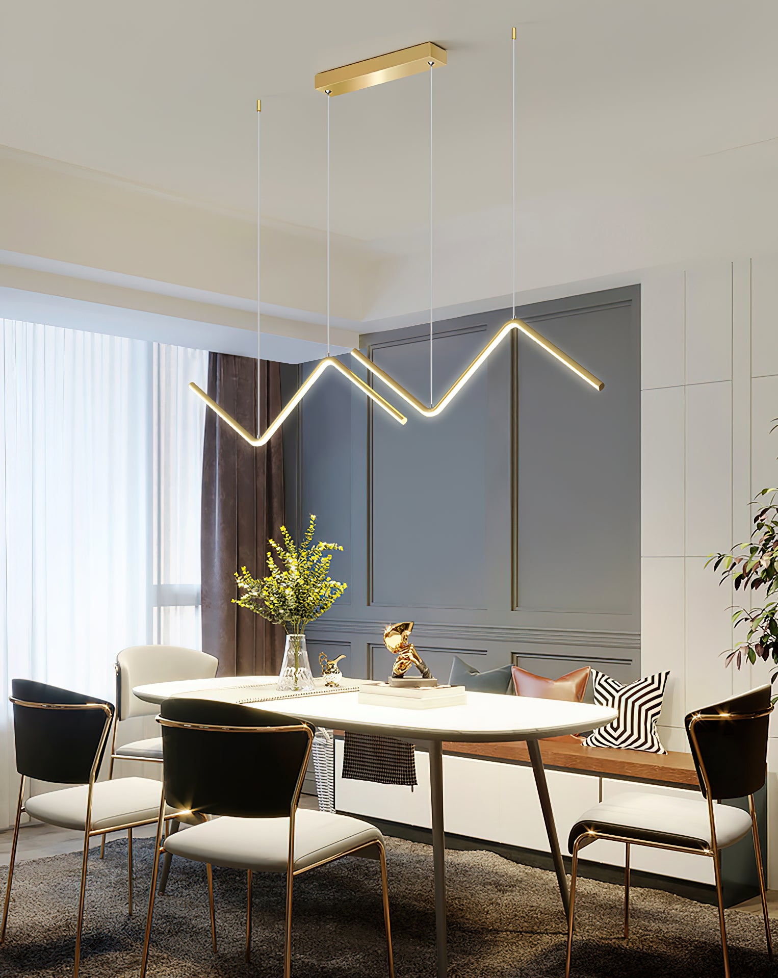 Modern Creative Silicone Line Pendant Lamp - Adjustable LED Hanging Light for Living Room, Bedroom, Dining Room & Office Decor
