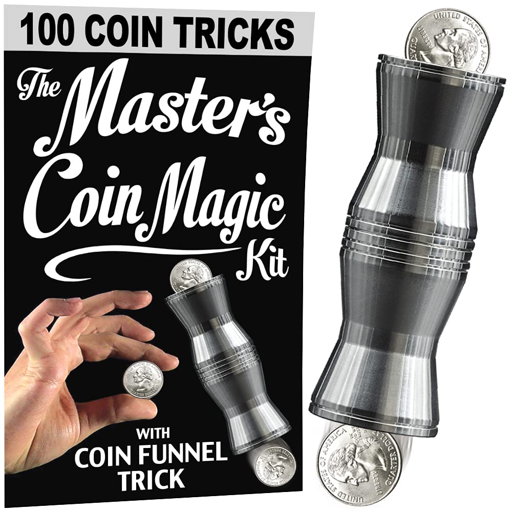 Magic Makers Easy to Master Coin Tricks with Coin Funnel Illusion - Professional Magic Set for Beginners & Adults - Perfect for Street Performances, Parties & Family Entertainment