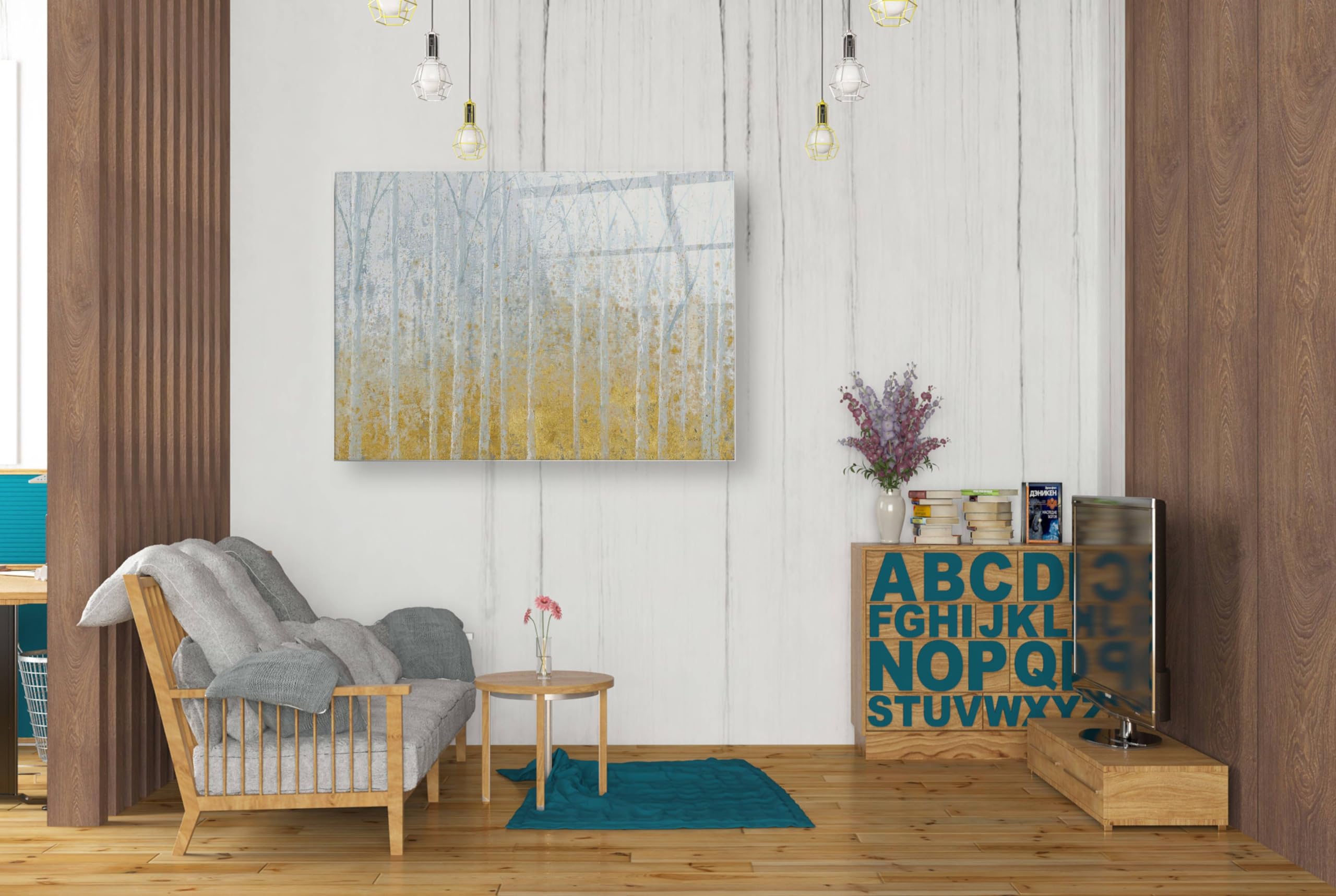 Epic Art 'Silver Water GOLD' by James Wiens - Premium Acrylic Glass Wall Art Painting 24x36 Inches - Perfect for Living Room, Bedroom & Office Decor