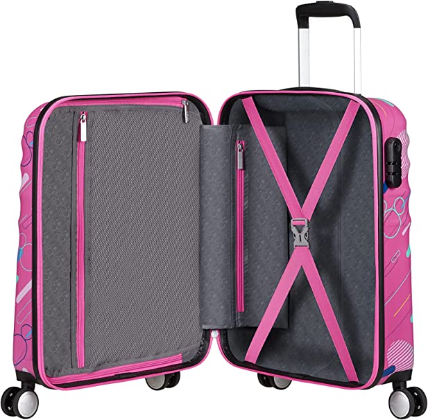 American Tourister Disney Wavebreaker Carry On Spinner Luggage - Minnie Future Pop Collection | Lightweight Hardshell Suitcase for Travel, Vacation & Business Trips | Perfect for Disney Fans & Frequent Flyers