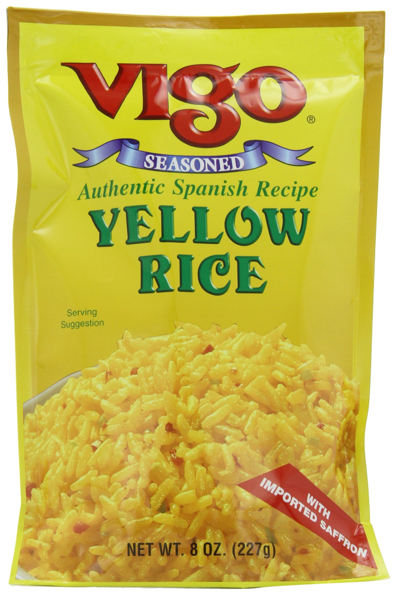 Premium Vigo Yellow Rice - 8-Ounce Bags (Pack of 12) - Authentic Spanish-Style Saffron Rice - Perfect for Paella, Rice Pilaf & Latin Dishes