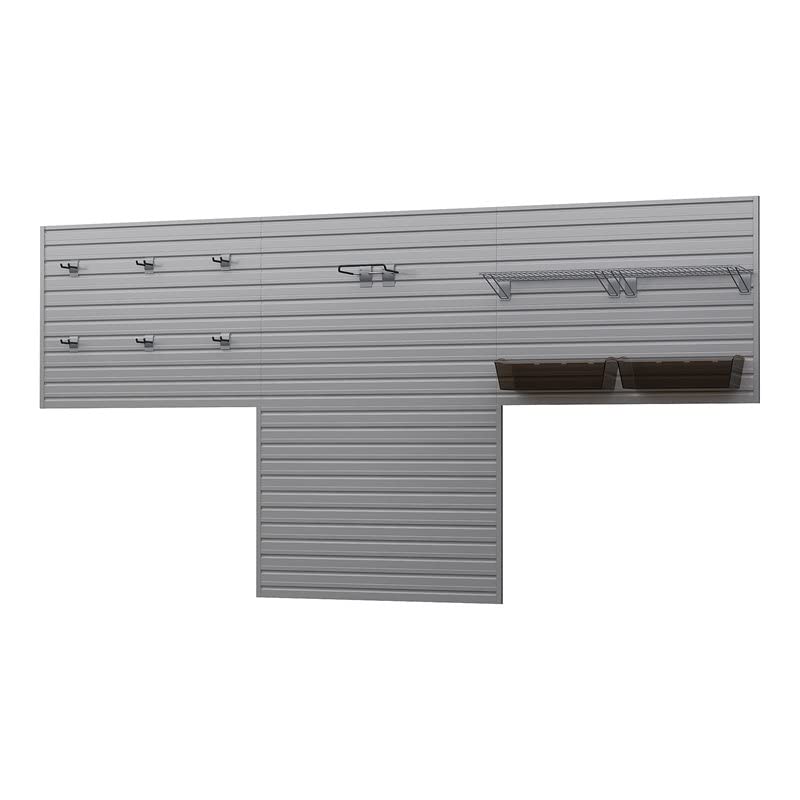 RST Brands Flow Wall 13-Piece Plastic Garage Wall Storage Organizer Set in Silver - Perfect for Garage, Basement, Workshop & Home Organization