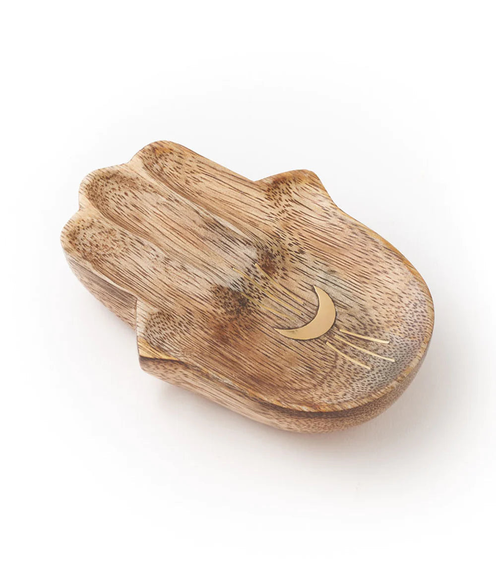 Hamsa Hand Wooden Trinket Dish for Jewelry, Keys & Coins - Boho Home Decor & Spiritual Gift for Women