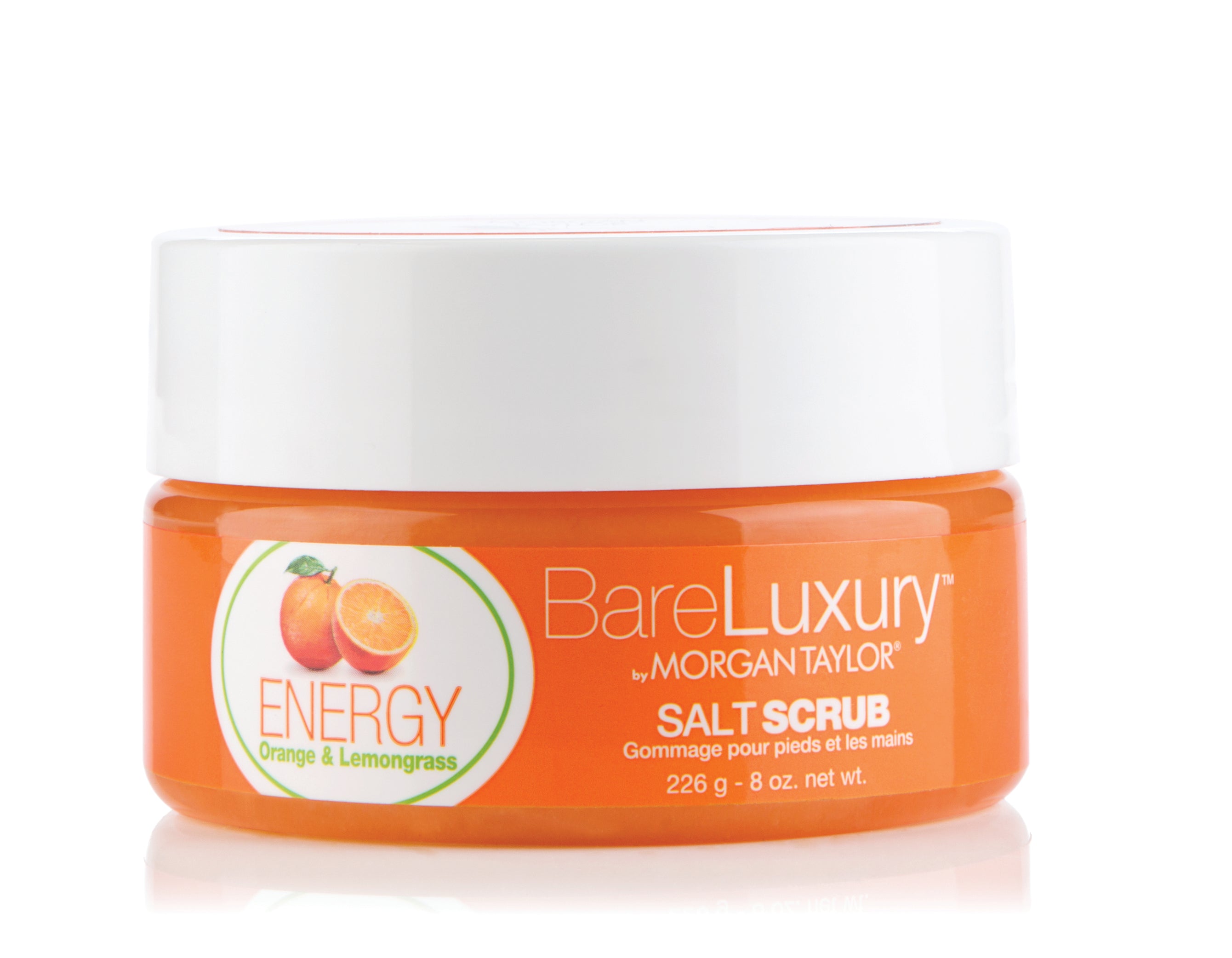 Morgan Taylor BareLuxury Energy Orange & Lemongrass Salt Scrub - 8 oz Exfoliating Body Scrub for Smooth Skin - Perfect for Spa Day & Self-Care Relaxation