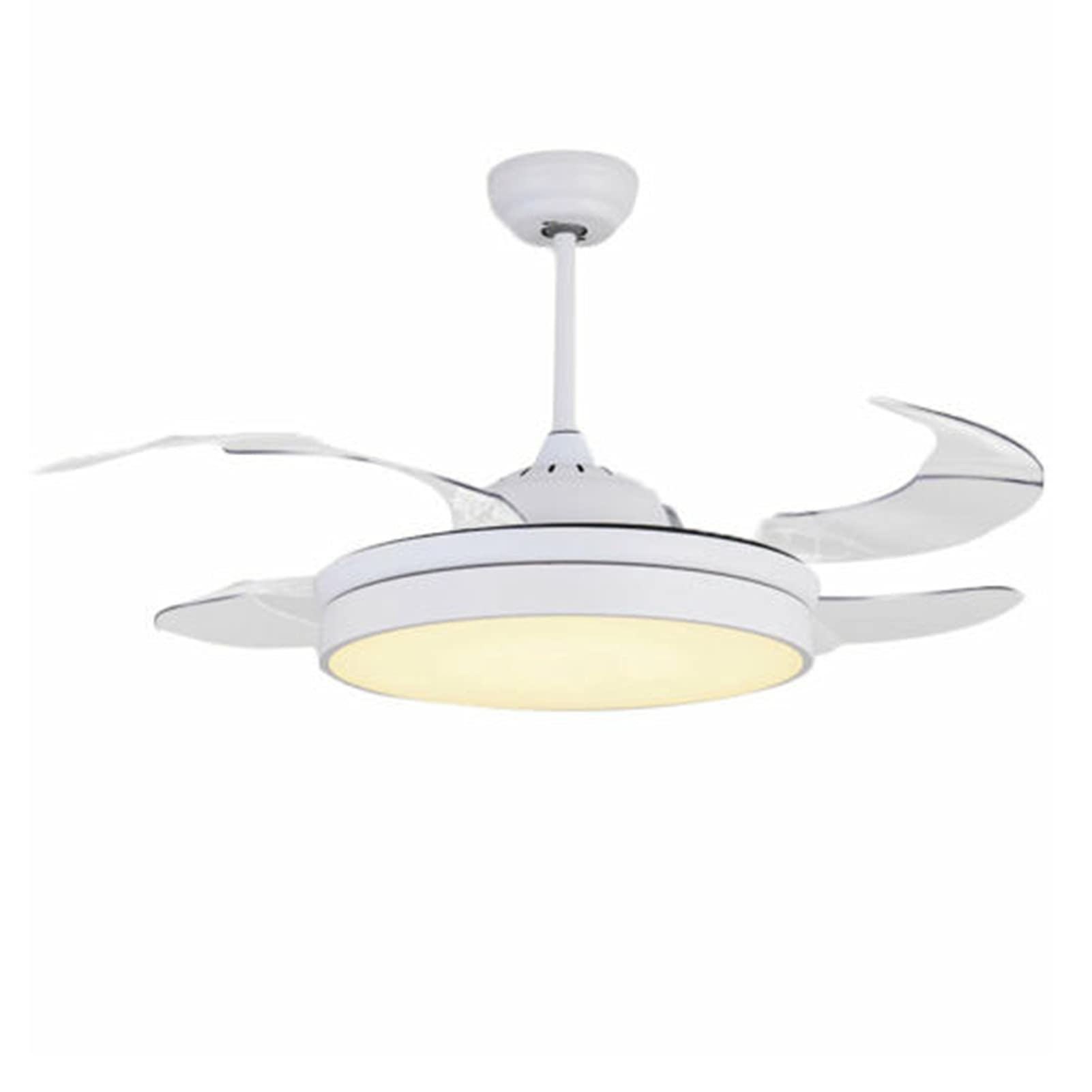 42 Inch Modern Retractable Ceiling Fan with LED Lights - Smart Indoor Chandelier Fan for Living Room, Bedroom & Dining Room - Energy Efficient White Ceiling Fan for Home Cooling & Stylish Lighting
