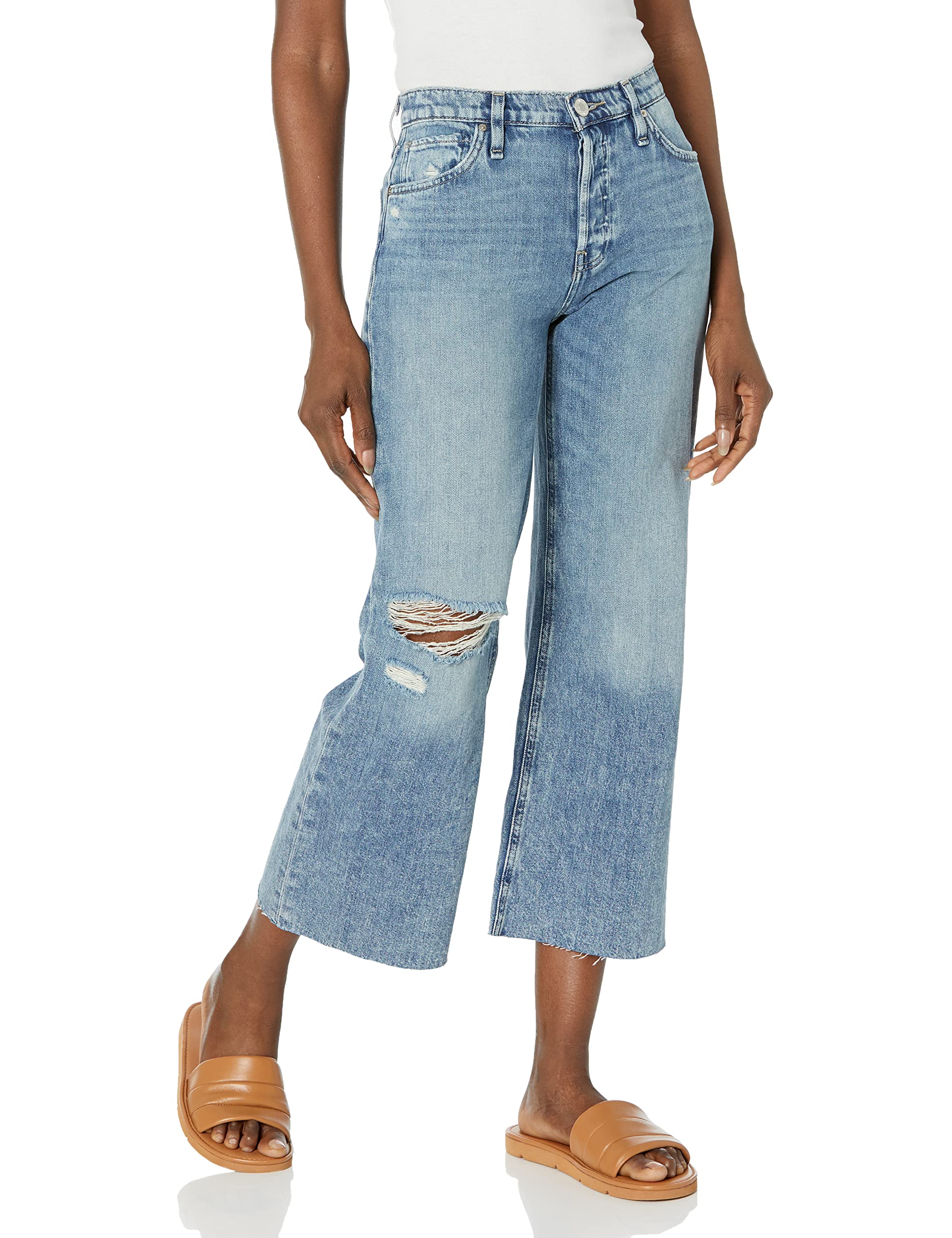 HUDSON Women's Rosie High Rise Wide Leg Cropped Jeans - Comfortable Stretch Denim Pants for Casual Wear, Work & Weekend Outfits