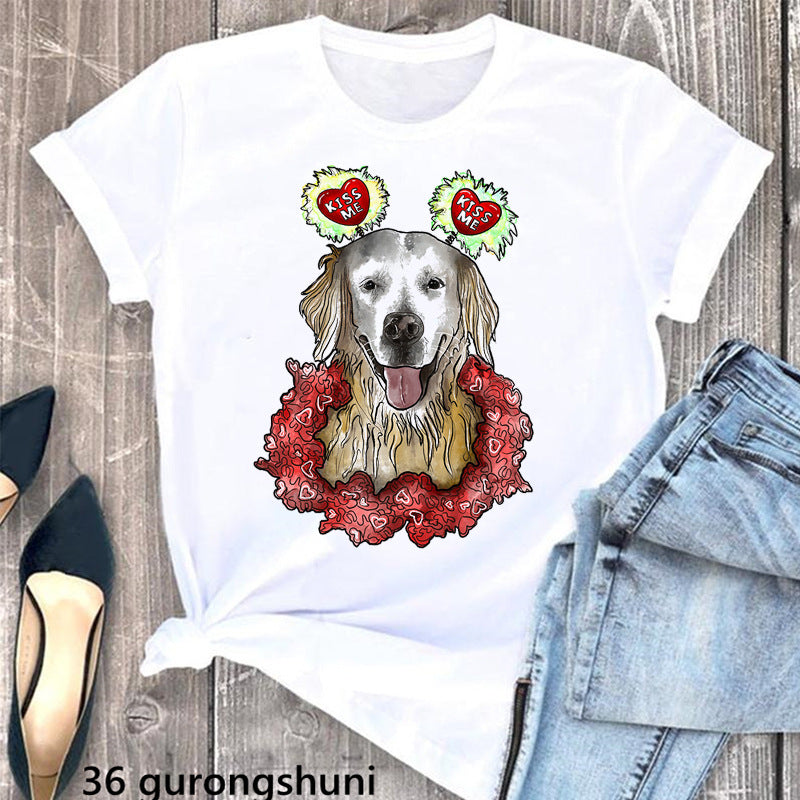 Summer Women's T-Shirt with Cute Schnauzer Dog Print - Casual Comfort Fit Cotton Tee for Dog Lovers | Perfect for Outdoor Activities, Pet Playdates & Casual Wear