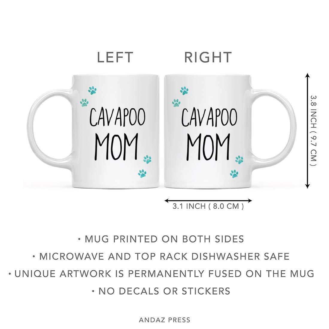Funny Dog Mom 11oz Coffee Mug - Cute Cavapoo Paw Print Design - Perfect Gag Gift for Dog Lovers - Includes Gift Box - Great for Christmas, Birthday & Mother's Day - Ideal for Coffee, Tea & Hot Chocolate at Home or Office