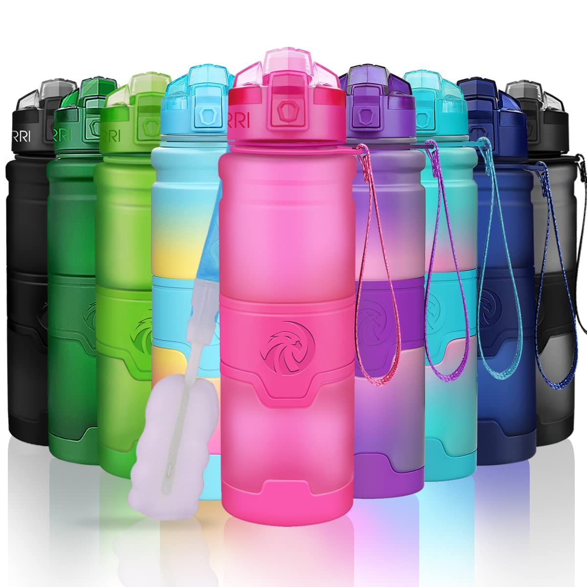 ZORRI Sports Water Bottle - 400ml/500ml/700ml/1L BPA Free, Leak Proof, Tritan Lightweight Water Bottle for Outdoor Activities, Camping, Cycling, Fitness, Gym & Yoga - Kids & Adults Reusable Drink Bottle with Filter & Lockable Pop Open Lid - Perfect for Hiking, Workouts and Daily Hydration