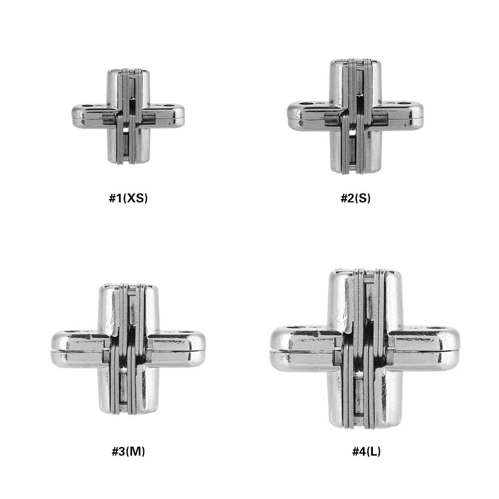 2PCS 180 Degree Hidden Hinges - Zinc Alloy Invisible Concealed Cross Door Hinges for Cabinets & Furniture - Easy Installation Cabinet Hardware Kit (XS) | Perfect for Kitchen Cabinets, Wardrobes, and DIY Furniture Projects