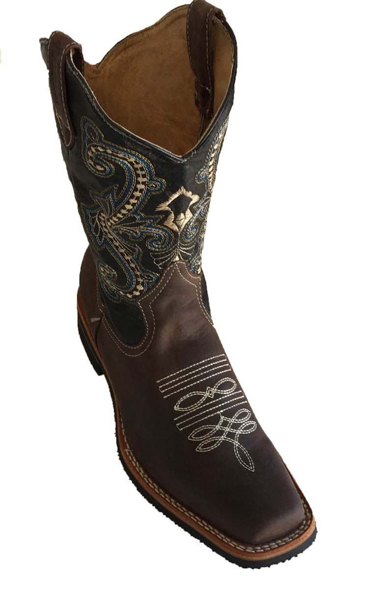 **Genuine Cowhide Leather Men's Cowboy Boots - Square Toe Western Rodeo Boots for Men - Perfect for Country Dancing, Rodeo Events & Casual Wear**