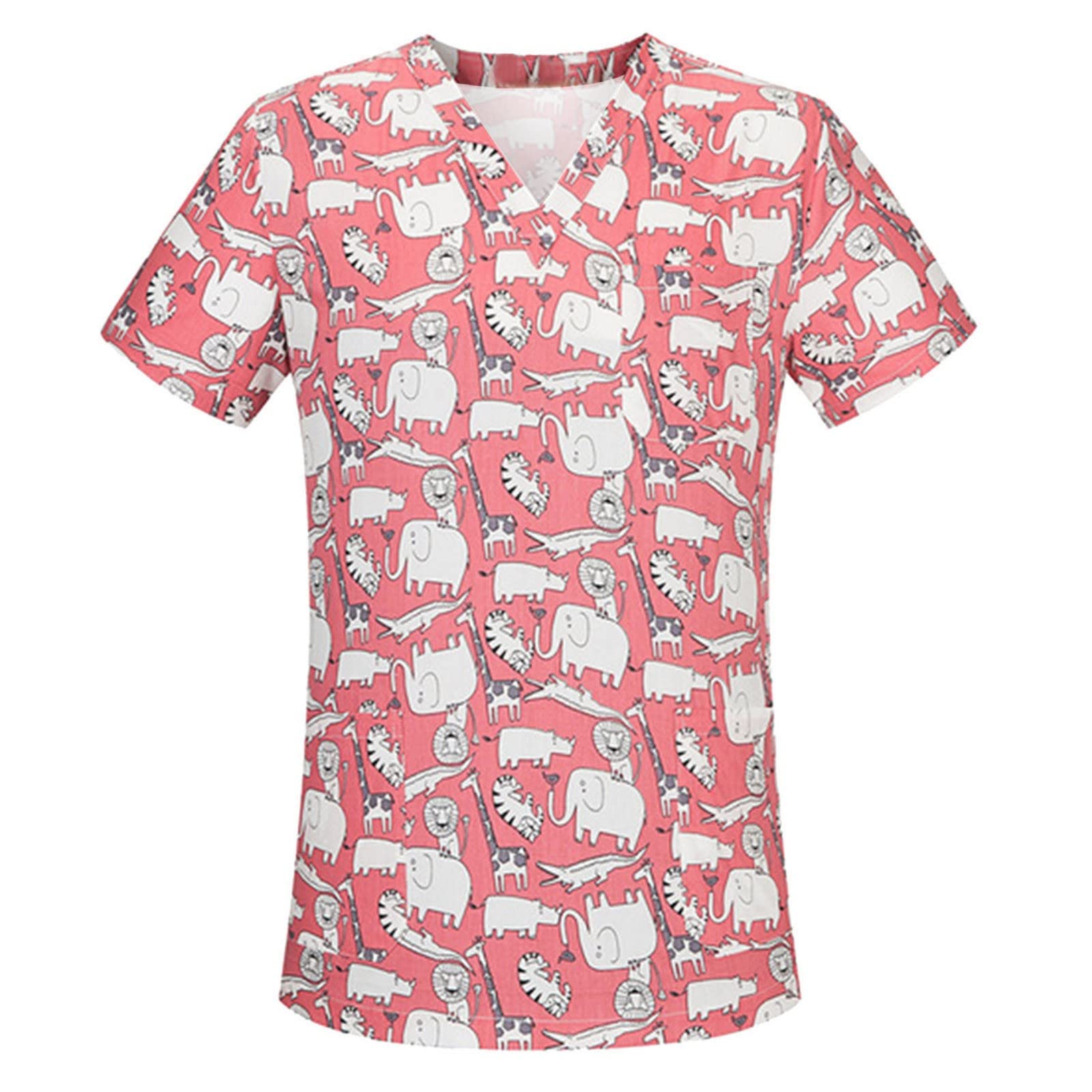 Women's Short Sleeve V-Neck Casual Summer Top - Trendy Cartoon Print Blouse for Work Uniform & Going Out | Office Wear, Daily Outfits, Weekend Style